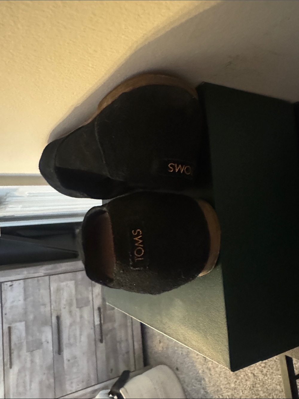 Toms Black Suede Pointed Slip-On Flats